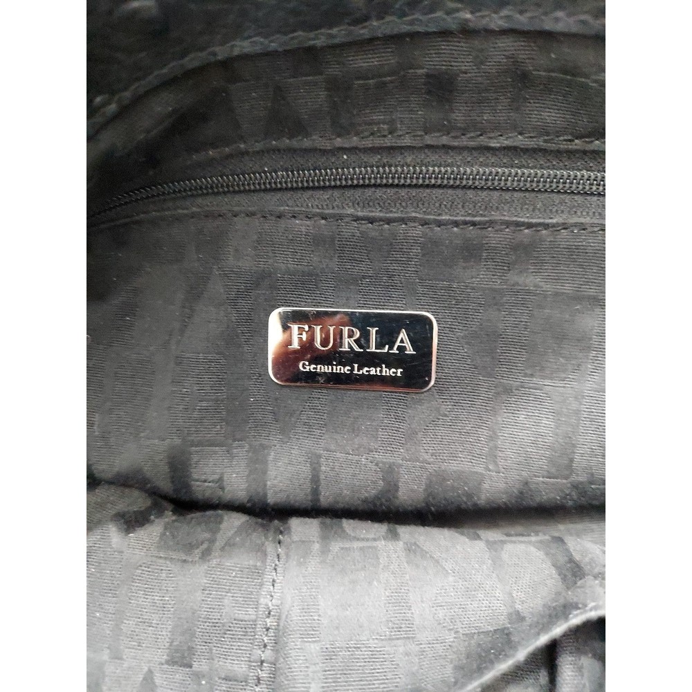 Furla Ostrich Leather Black Women's Handbag Satchel - Picture 4 of 10